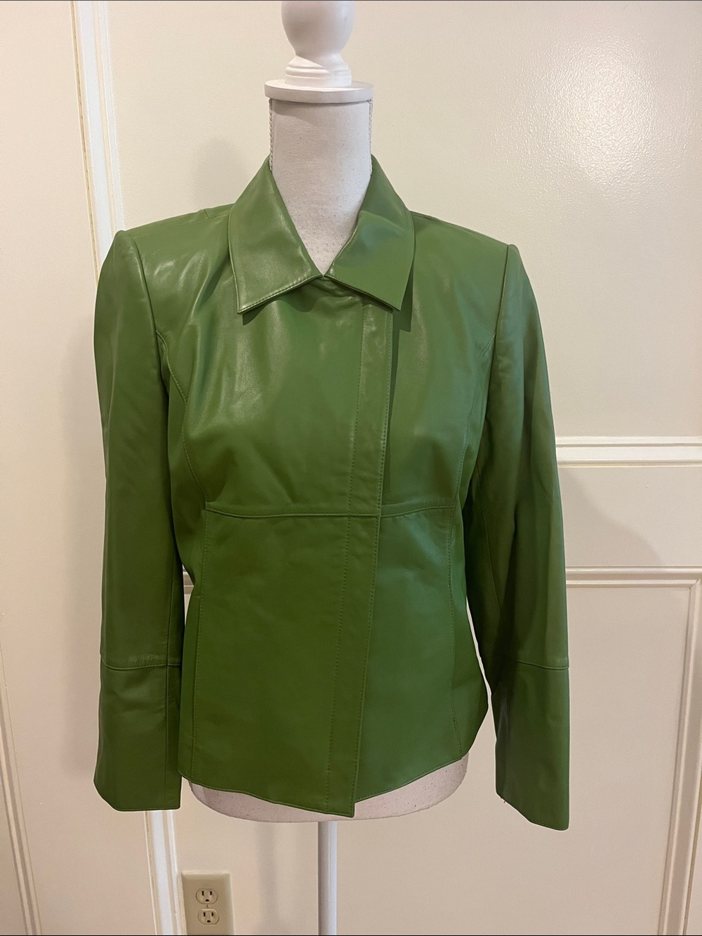 Talbots Green Leather Tailored Jacket